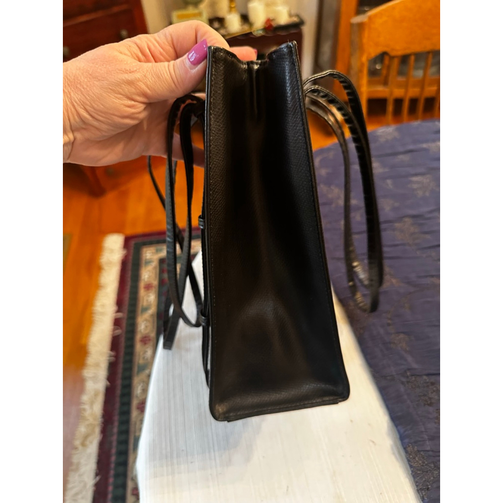 MCM Black Leather Gold Logo Tall Tote Bag - Picture 10 of 13